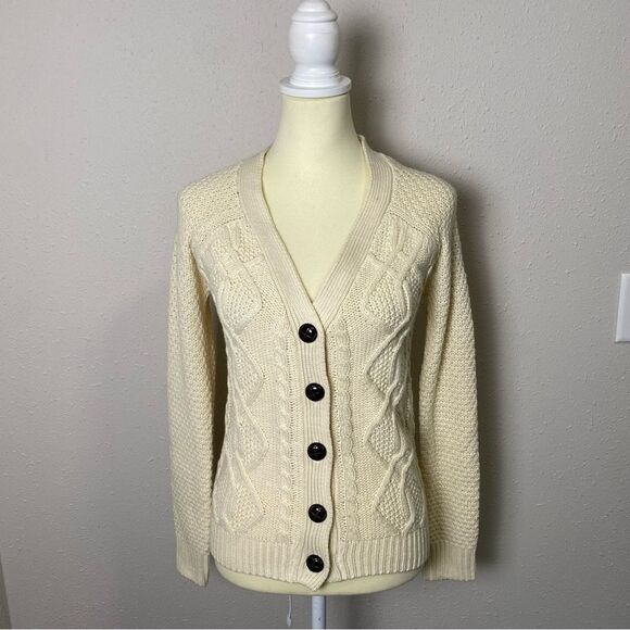 NWT Wet Seal Chunky Knit Button Front Cream Cardigan Sweater Women's Size XS - Picture 5 of 15